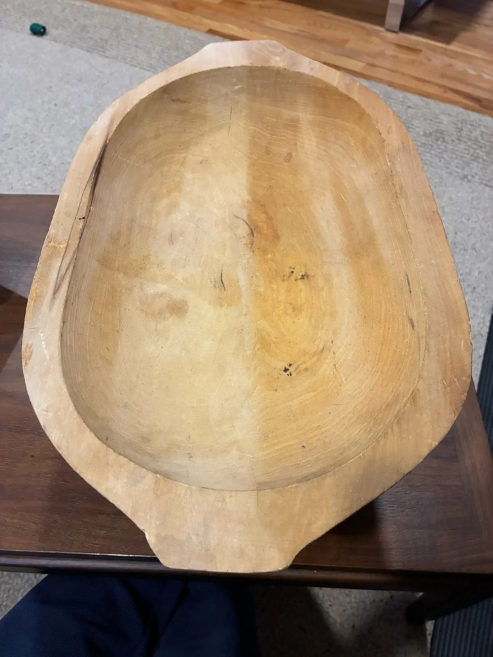 Hand-Carved Dough Bowl - Natural Light Wood Blonde Wood Charger Rustic French